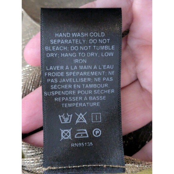 NWT Lafayette 148 Bryon Tie Neck Blouse Honey Gold  Metallic Sz M - Picture 5 of 11